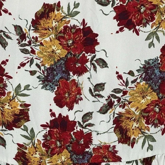 Time and Tru XXL 2X Shirt Top White Floral Flower Bell 3/4 Sleeve Round Neck - Picture 2 of 9